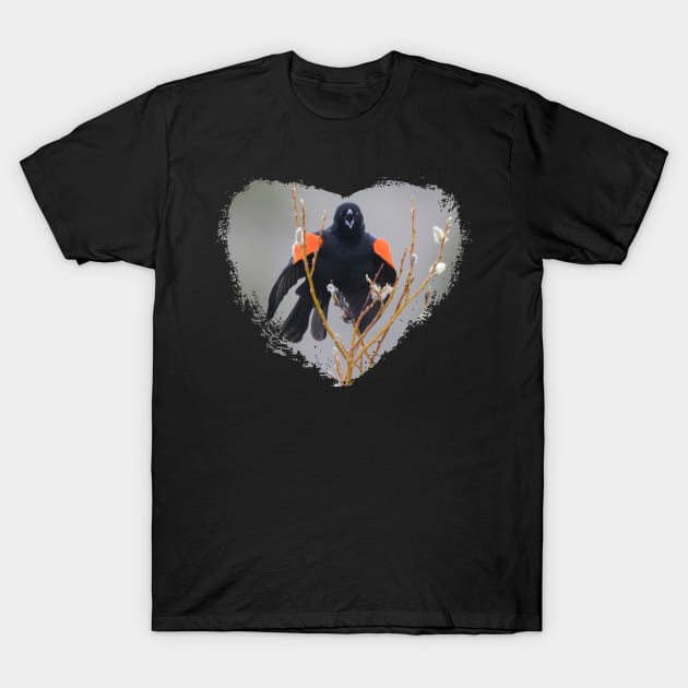 Red Wing Blackbird T-Shirt by Whisperingpeaks